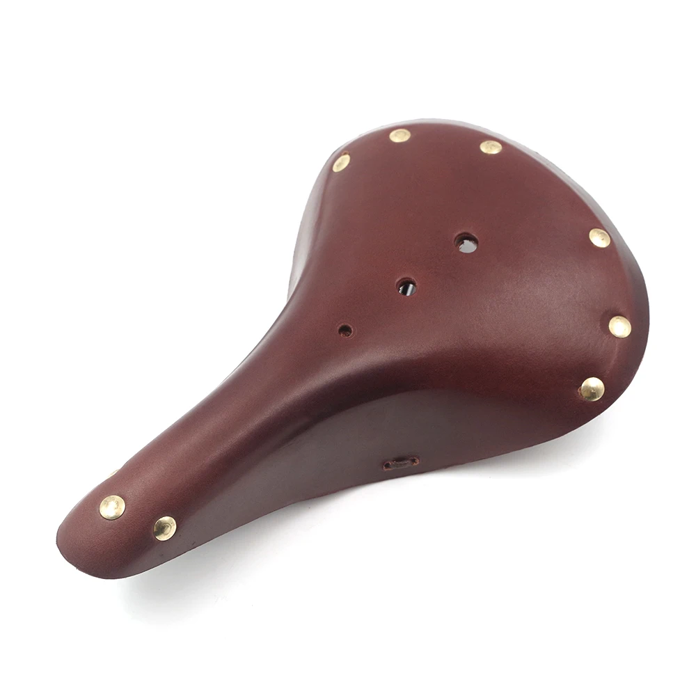 Soft Retro Bicycle Saddles Cushion Men Women Handmade Brown Wide Leather Bike Seat for Vintage City Cycling Bicycle Saddle Parts