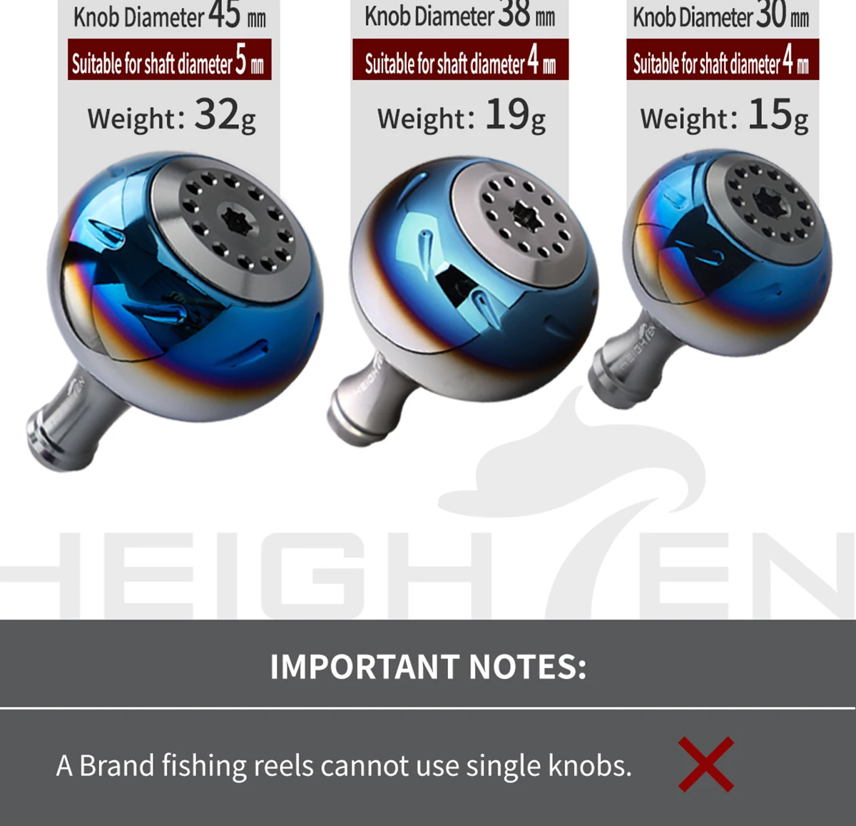 HEIGHTEN Power Handle Knob 30/38/45mm 32g for Shimano Stradic SW Twinpower SW Ultegra 5000-8000 Reel
