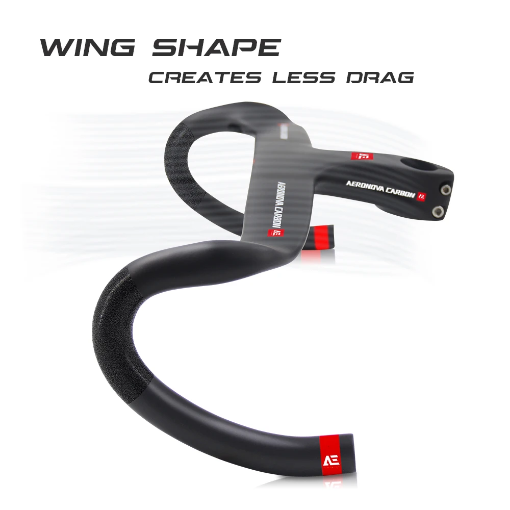 Carbon Road Handlebars AERONOVA Racing Carbon Integrated Stem Handlebar 1-1/8" Inner Routing Cycling Integrated Road Drop Bar