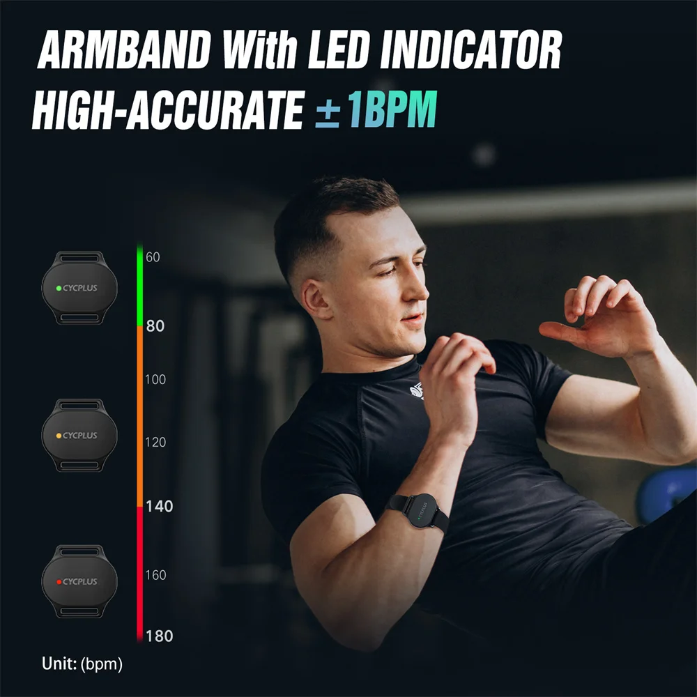 CYCPLUS Heart Rate Sensor Armband Wrist Belt Bluetooth ANT+ Fitness Monitor for Garmin Wahoo GPS Bike Computer