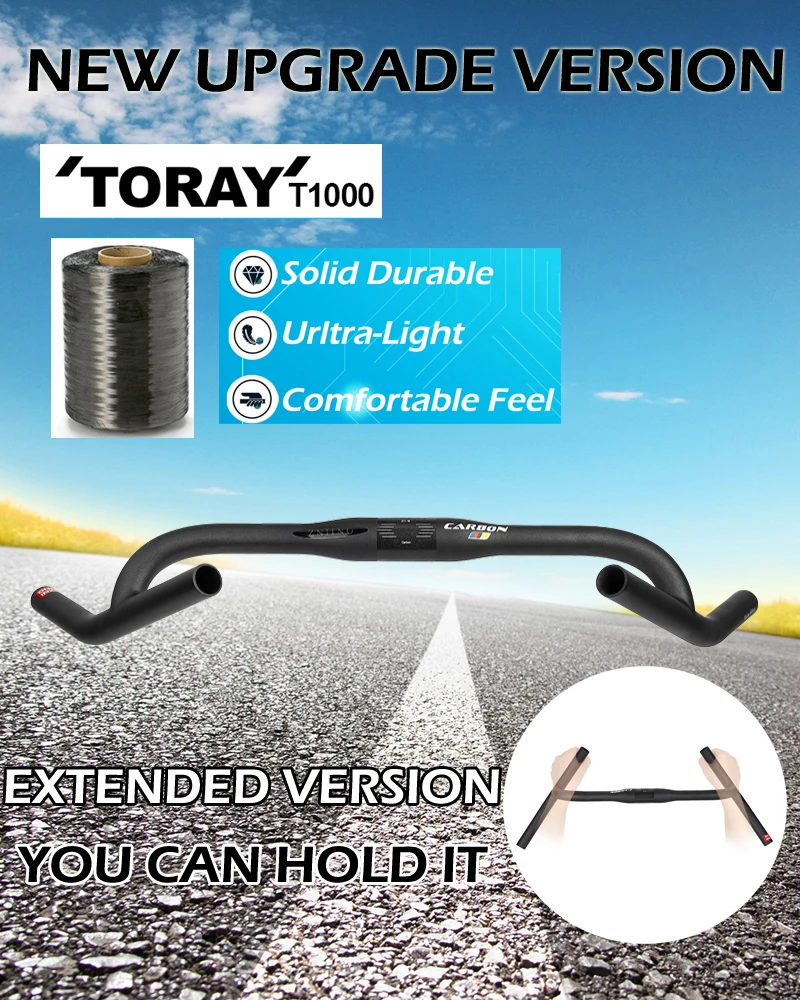 ZNIINO New Carbon Modify Gravel H Handlebar Big Flare Bar Cycle Cross Road MTB Bike Handlebars Carbon Fiber Travelling Bicycle