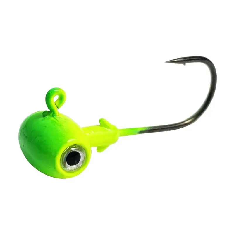 JYJ 3.5g/5g/7g/10g/14g colorful hammer shape jig head hook ,fishing hook jigging with big 3D eyes for soft lure bait