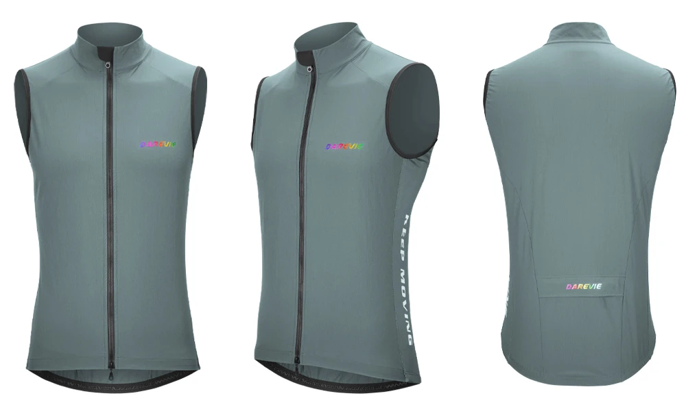 DAREVIE Cycling Vest Windproof Cycling Wind Gilet Waterproof 2 Way Zippers Cycling Windbreaker Back Zipper Pockets Men Women