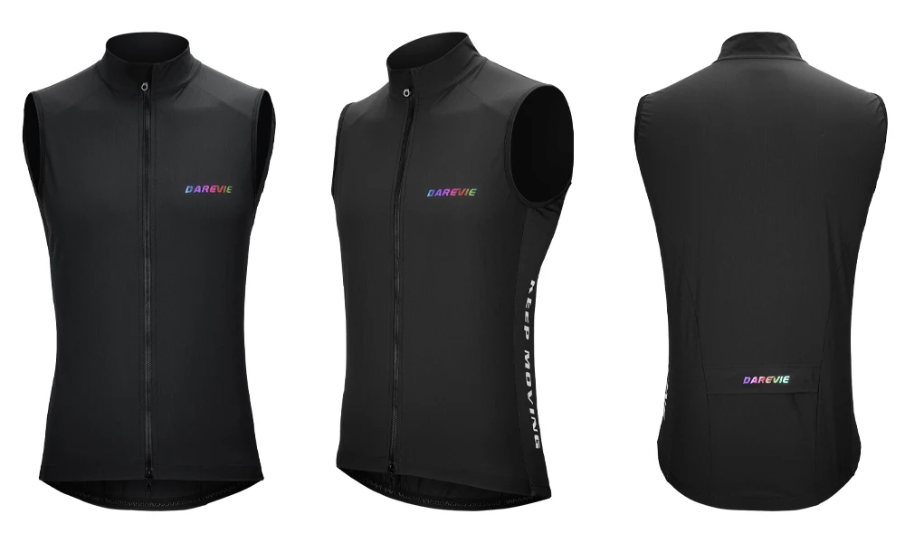DAREVIE Cycling Vest Windproof Cycling Wind Gilet Waterproof 2 Way Zippers Cycling Windbreaker Back Zipper Pockets Men Women