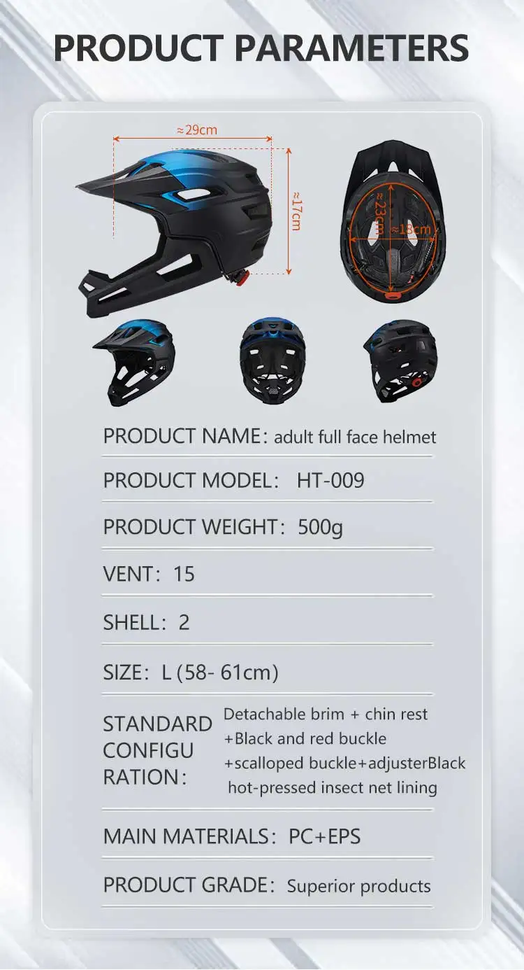 Eastinear's New Adult Bicycle Mountain Bike Helmet Full Face Detachable One-piece Motorcycle Riding Safety Helmet Head Protectio