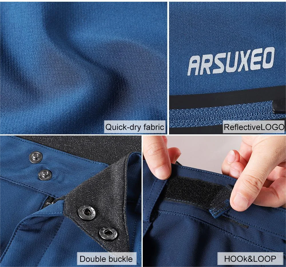 ARSUXEO Men's Cycling Shorts With Padded Summer Outdoor Sports MTB Downhill Trousers Bike Mountain Bicycle Shorts Loose Fit 2006