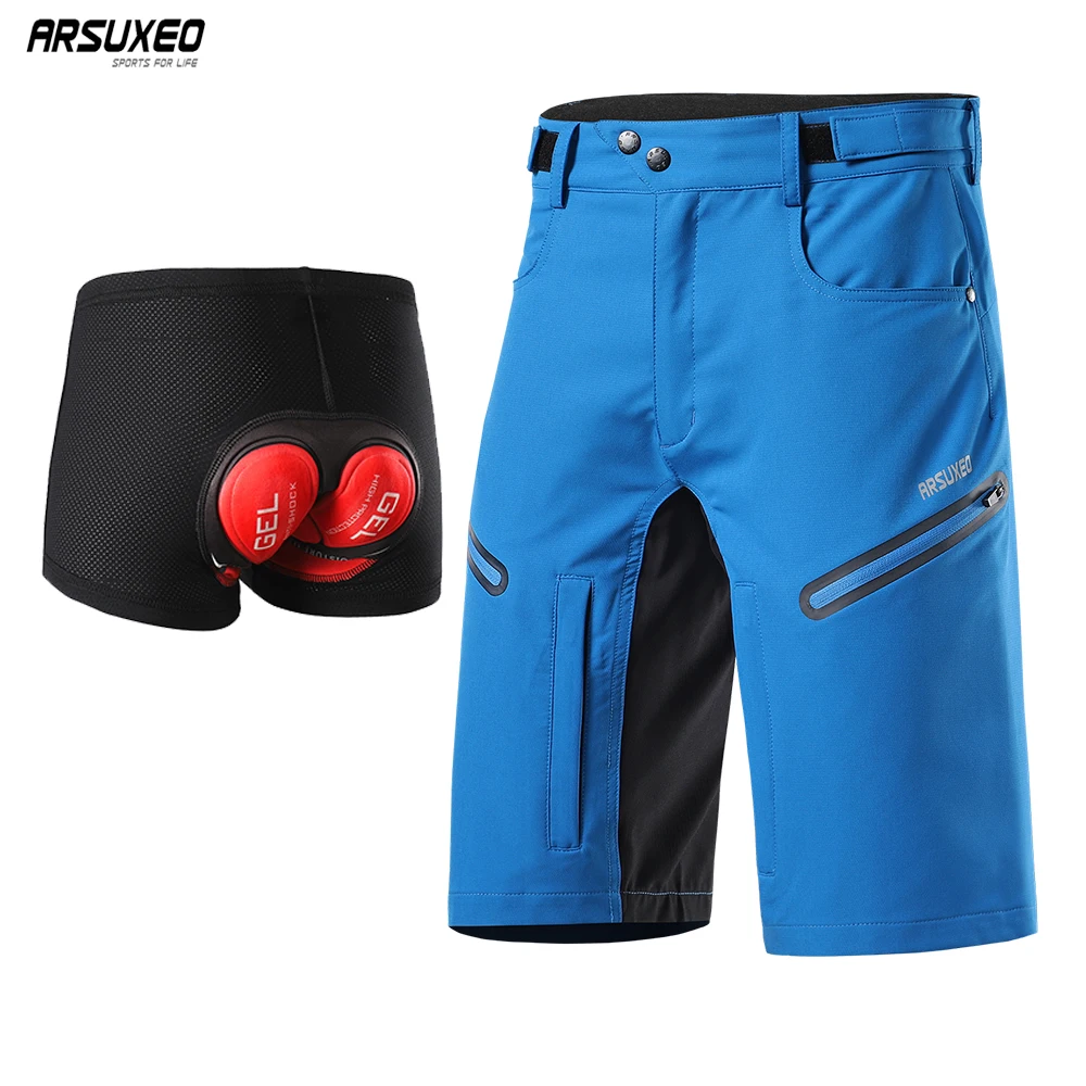 ARSUXEO Men's Cycling Shorts With Padded Summer Outdoor Sports MTB Downhill Trousers Bike Mountain Bicycle Shorts Loose Fit 2006