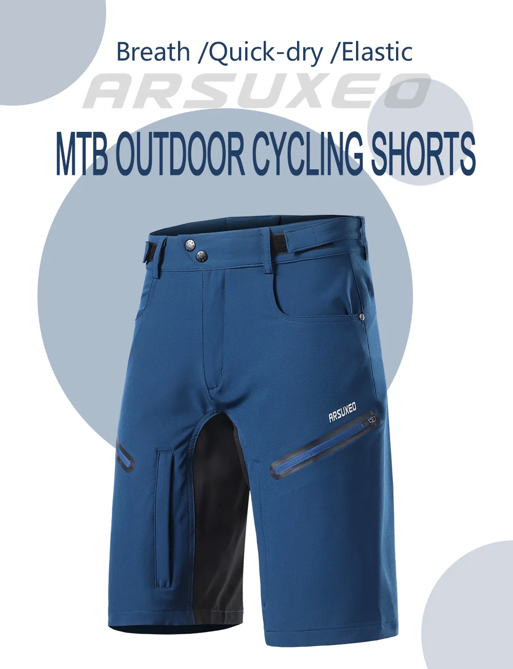 ARSUXEO Men's Cycling Shorts With Padded Summer Outdoor Sports MTB Downhill Trousers Bike Mountain Bicycle Shorts Loose Fit 2006