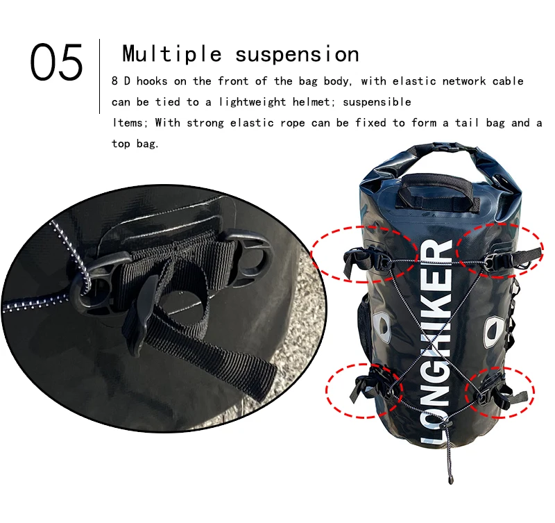 30L Outdoor Waterproof Backpack River Rafting Fishing Caving Tour Hiking Pole Riding Backpack