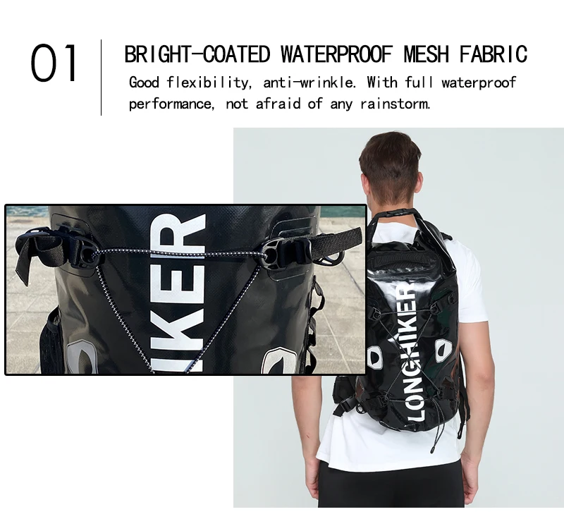 30L Outdoor Waterproof Backpack River Rafting Fishing Caving Tour Hiking Pole Riding Backpack