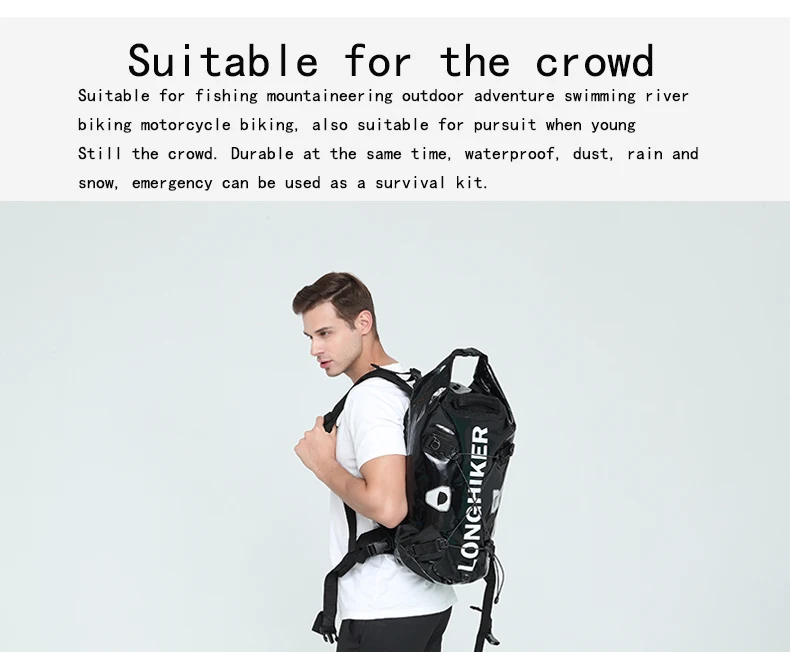30L Outdoor Waterproof Backpack River Rafting Fishing Caving Tour Hiking Pole Riding Backpack