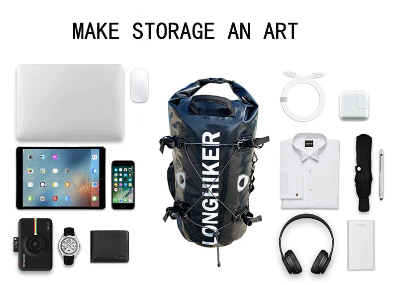 30L Outdoor Waterproof Backpack River Rafting Fishing Caving Tour Hiking Pole Riding Backpack
