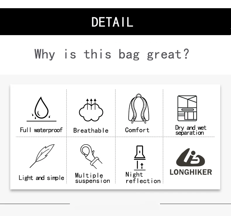 30L Outdoor Waterproof Backpack River Rafting Fishing Caving Tour Hiking Pole Riding Backpack