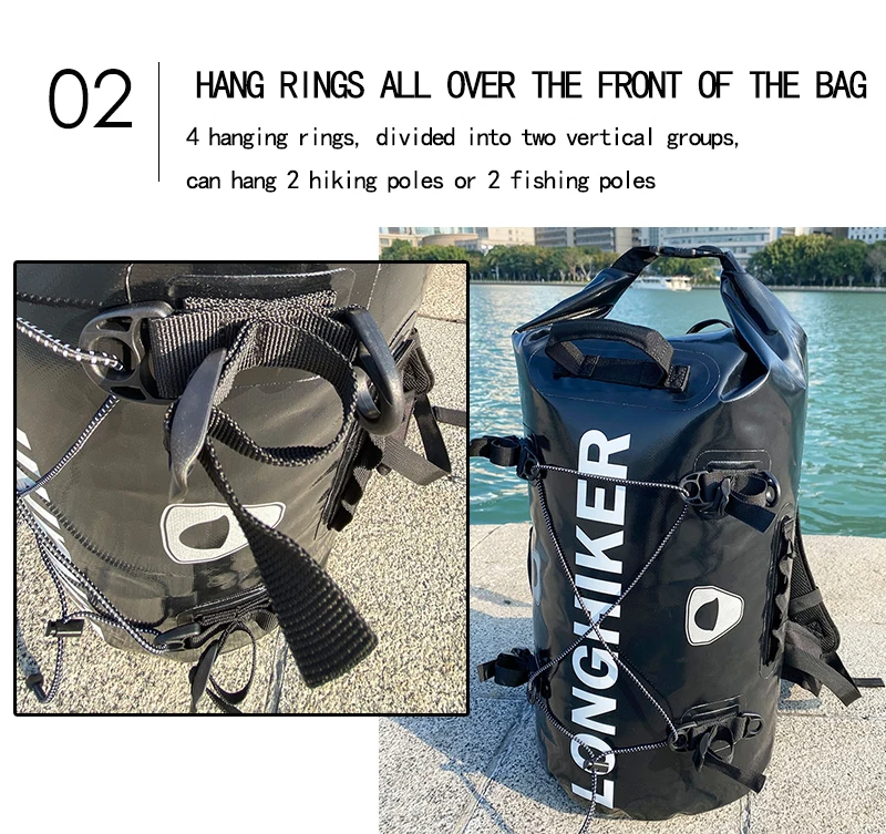 30L Outdoor Waterproof Backpack River Rafting Fishing Caving Tour Hiking Pole Riding Backpack