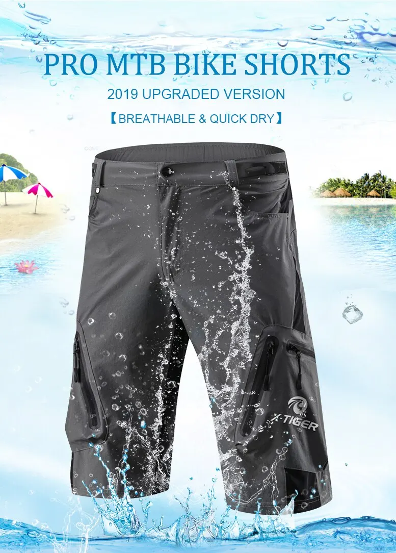 X-TIGER Mountain Bike Shorts Multi-Pockects Breathable Loose Riding Road MTB Shorts Outdoor Sports Waterproof Cycling Pants