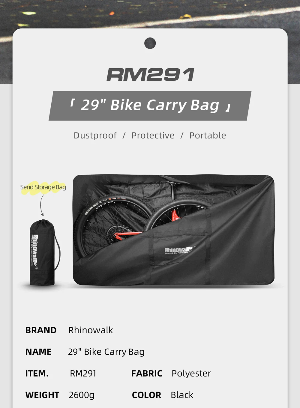 Rhinowalk Bike Carry Bag For 29 in MTB Full Suspension Bike/700C Large Size Road Bicycle Storage Cycling Travel Transport 2024