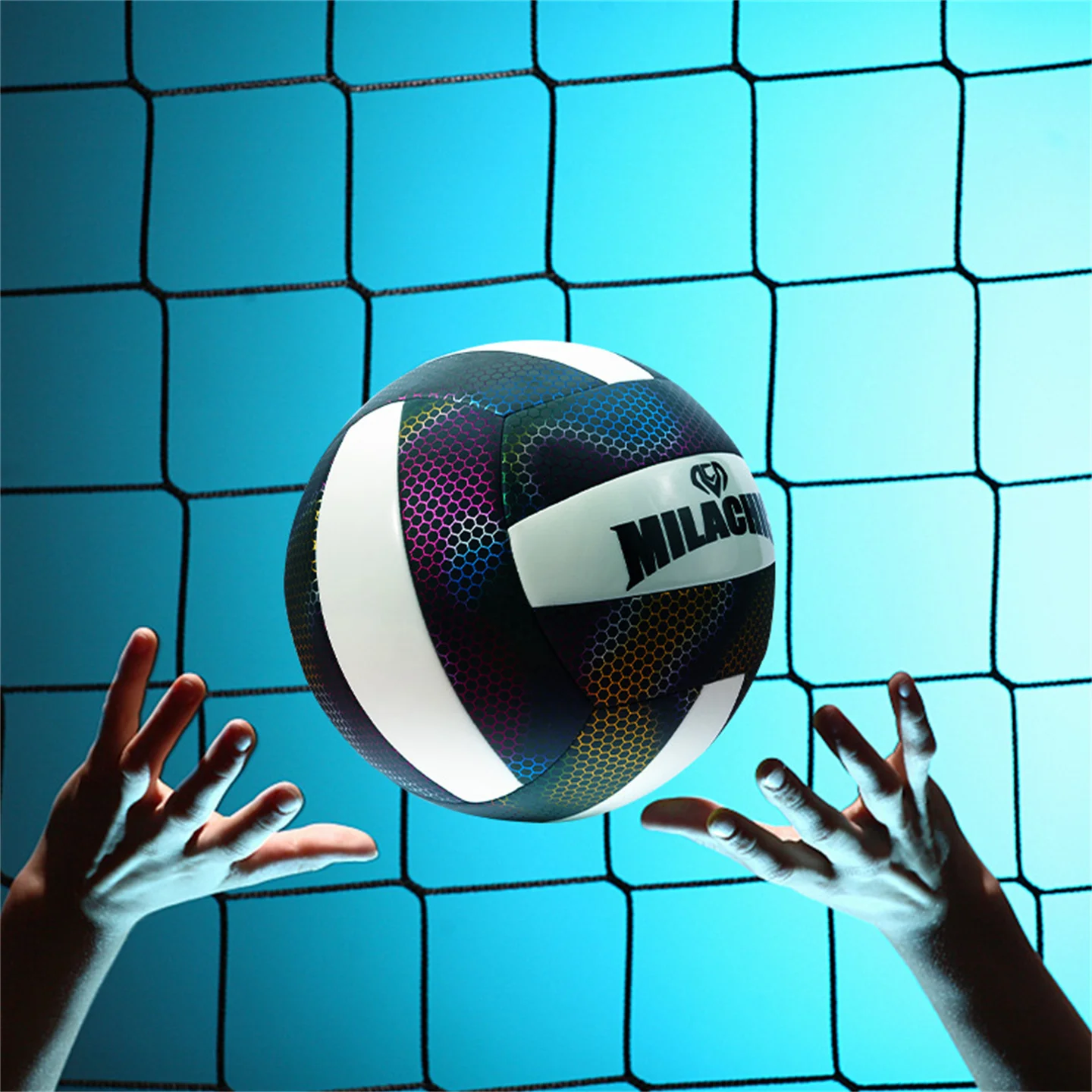 Holographic Reflect Light Fluorescence Volleyball Official Size And Weight No.5 Machine Sewing Soft Touch Beach Volleyball