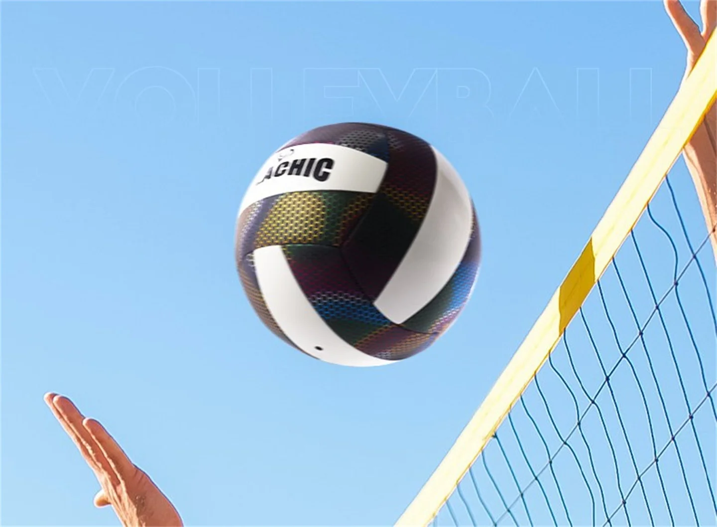 Holographic Reflect Light Fluorescence Volleyball Official Size And Weight No.5 Machine Sewing Soft Touch Beach Volleyball