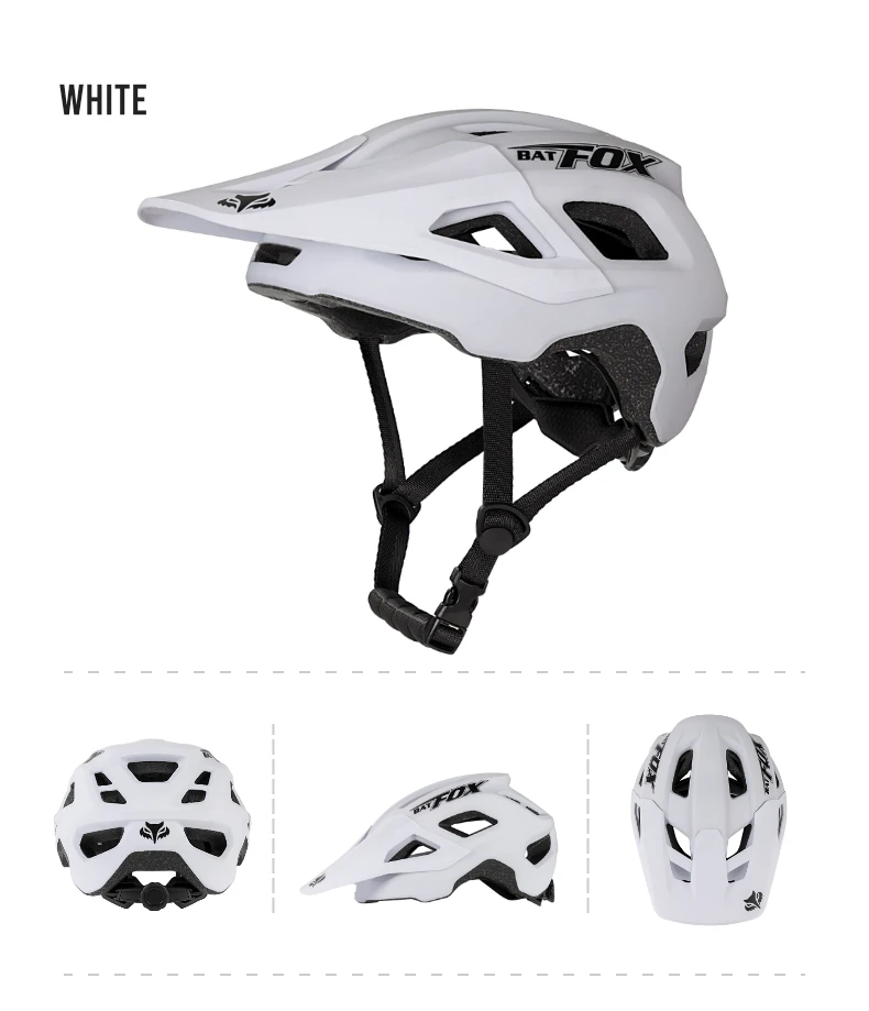 BATFOX Bike Helmet Men's Bicycle Helmet MTB Casco Bicicleta Mountain Bike Casco Ciclismo Hombre Matte Black Cycling Helmets