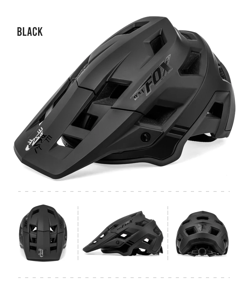 BATFOX Bike Helmet Men's Bicycle Helmet MTB Casco Bicicleta Mountain Bike Casco Ciclismo Hombre Matte Black Cycling Helmets