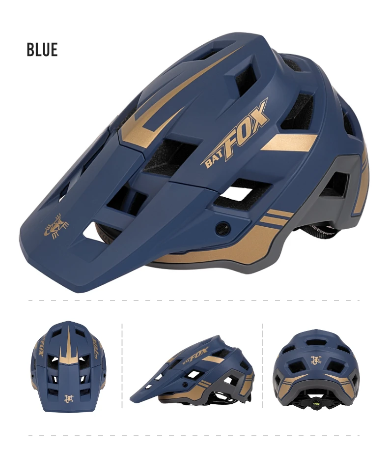 BATFOX Bike Helmet Men's Bicycle Helmet MTB Casco Bicicleta Mountain Bike Casco Ciclismo Hombre Matte Black Cycling Helmets