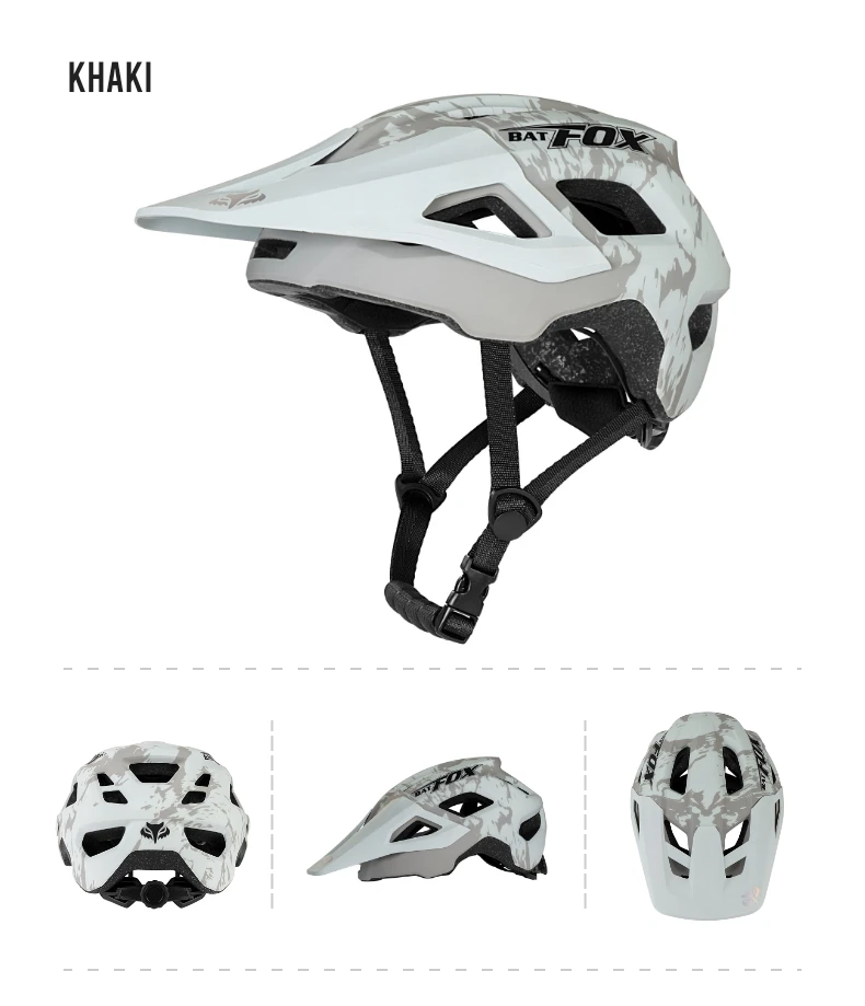 BATFOX Bike Helmet Men's Bicycle Helmet MTB Casco Bicicleta Mountain Bike Casco Ciclismo Hombre Matte Black Cycling Helmets