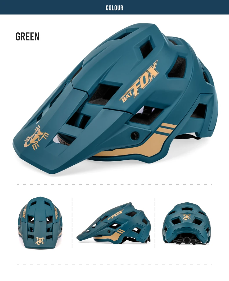 BATFOX Bike Helmet Men's Bicycle Helmet MTB Casco Bicicleta Mountain Bike Casco Ciclismo Hombre Matte Black Cycling Helmets