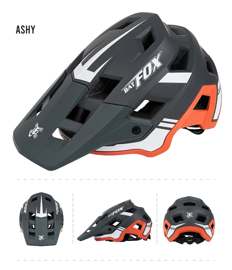 BATFOX Bike Helmet Men's Bicycle Helmet MTB Casco Bicicleta Mountain Bike Casco Ciclismo Hombre Matte Black Cycling Helmets