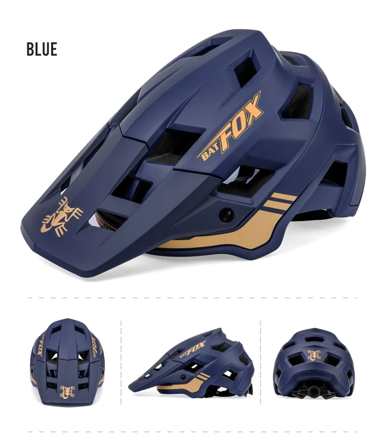 BATFOX Bike Helmet Men's Bicycle Helmet MTB Casco Bicicleta Mountain Bike Casco Ciclismo Hombre Matte Black Cycling Helmets