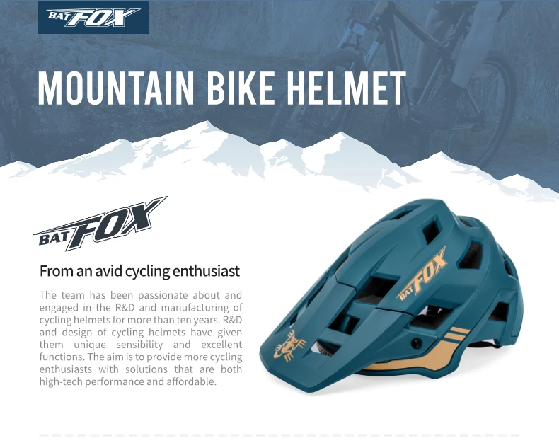 BATFOX Bike Helmet Men's Bicycle Helmet MTB Casco Bicicleta Mountain Bike Casco Ciclismo Hombre Matte Black Cycling Helmets