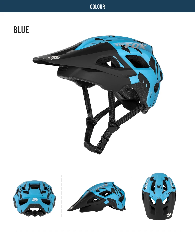 BATFOX Bike Helmet Men's Bicycle Helmet MTB Casco Bicicleta Mountain Bike Casco Ciclismo Hombre Matte Black Cycling Helmets