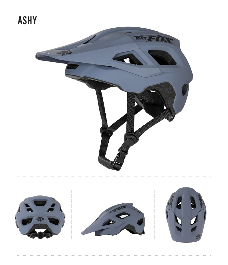 BATFOX Bike Helmet Men's Bicycle Helmet MTB Casco Bicicleta Mountain Bike Casco Ciclismo Hombre Matte Black Cycling Helmets