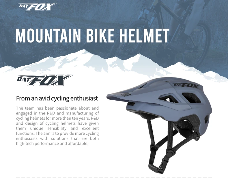 BATFOX Bike Helmet Men's Bicycle Helmet MTB Casco Bicicleta Mountain Bike Casco Ciclismo Hombre Matte Black Cycling Helmets