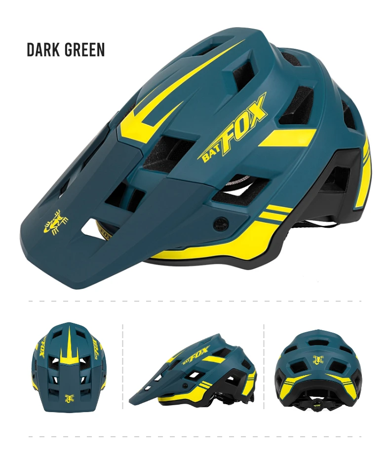 BATFOX Bike Helmet Men's Bicycle Helmet MTB Casco Bicicleta Mountain Bike Casco Ciclismo Hombre Matte Black Cycling Helmets