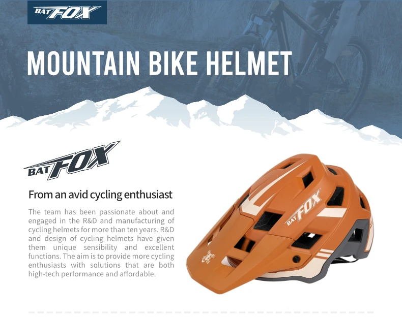 BATFOX Bike Helmet Men's Bicycle Helmet MTB Casco Bicicleta Mountain Bike Casco Ciclismo Hombre Matte Black Cycling Helmets