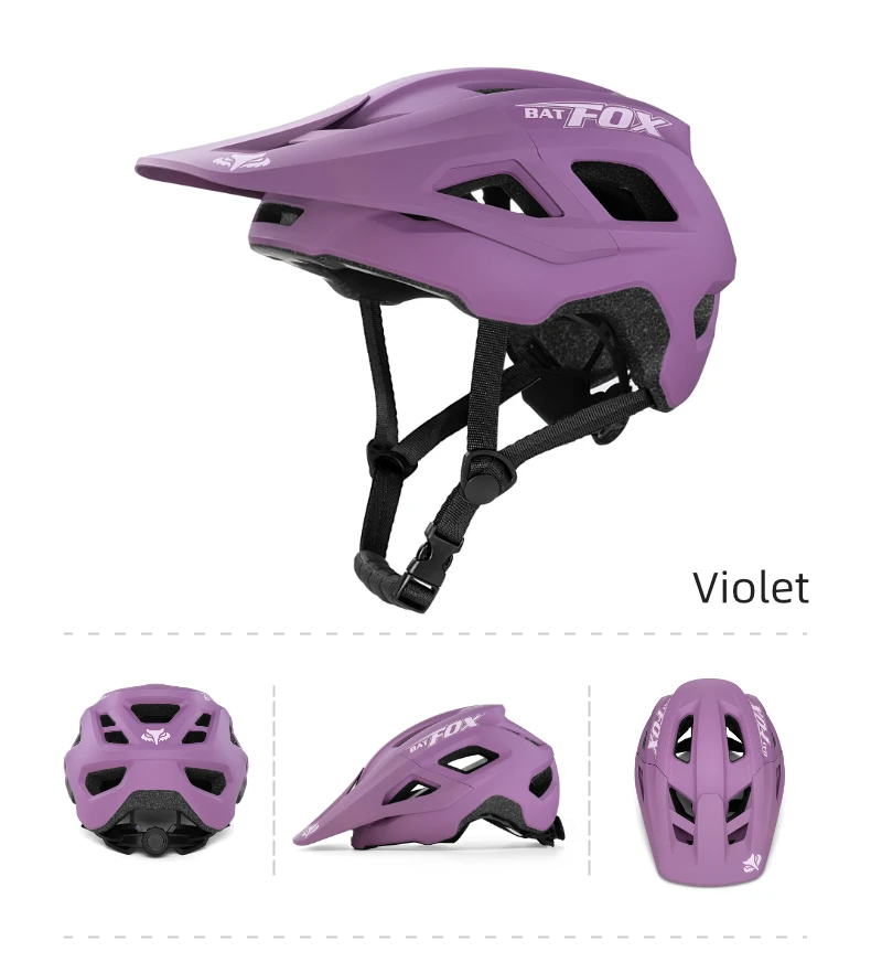 BATFOX Bike Helmet Men's Bicycle Helmet MTB Casco Bicicleta Mountain Bike Casco Ciclismo Hombre Matte Black Cycling Helmets
