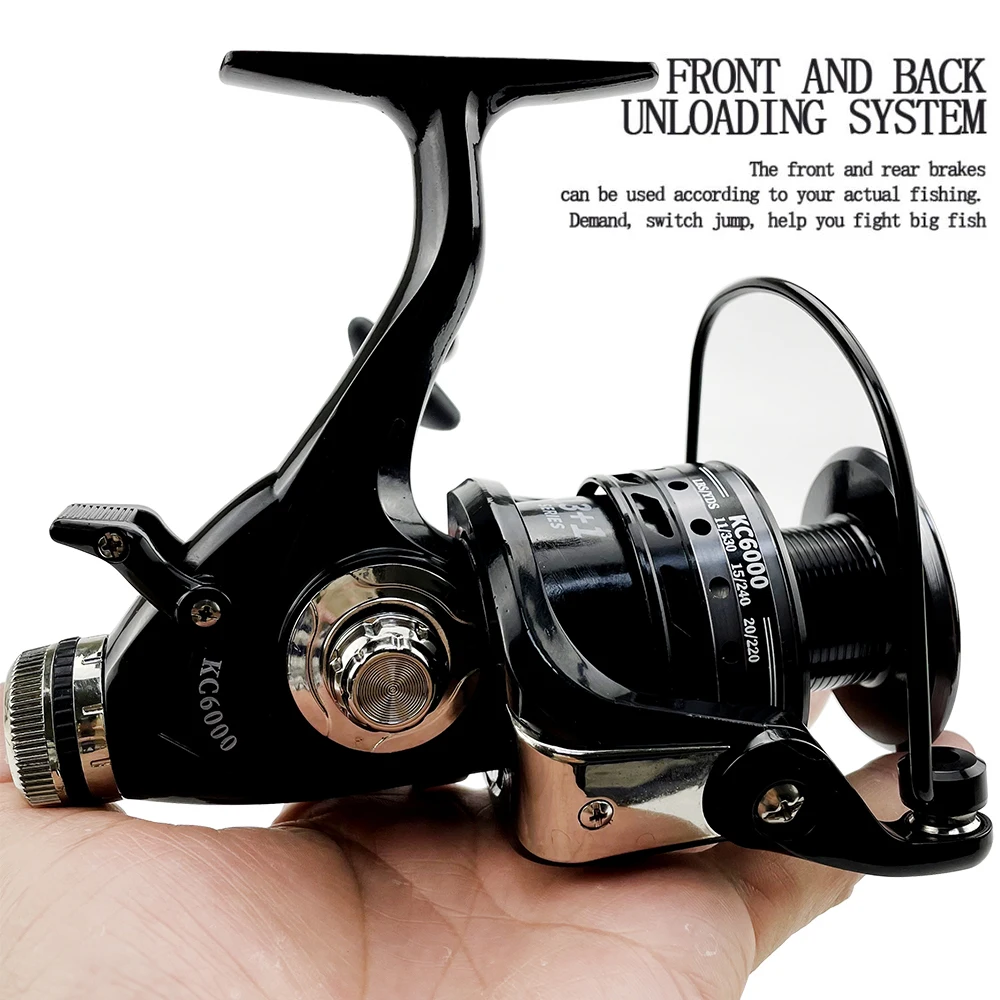 3000- 6000 Metal Spool Spinning Fishing Reel Saltewater Carp Fishing Reel Front and Rear Brake Speed Ratio 5.2:1
