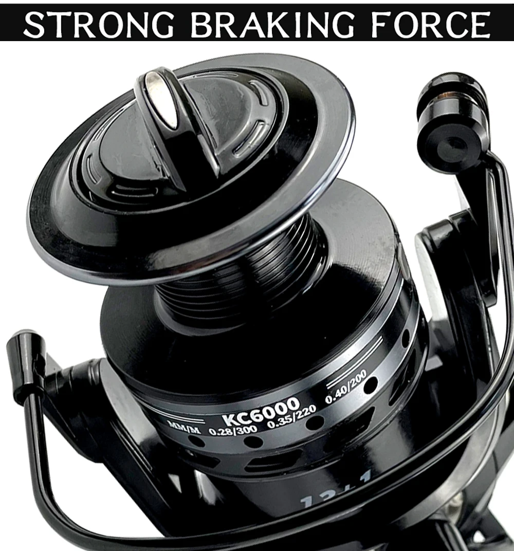 3000- 6000 Metal Spool Spinning Fishing Reel Saltewater Carp Fishing Reel Front and Rear Brake Speed Ratio 5.2:1