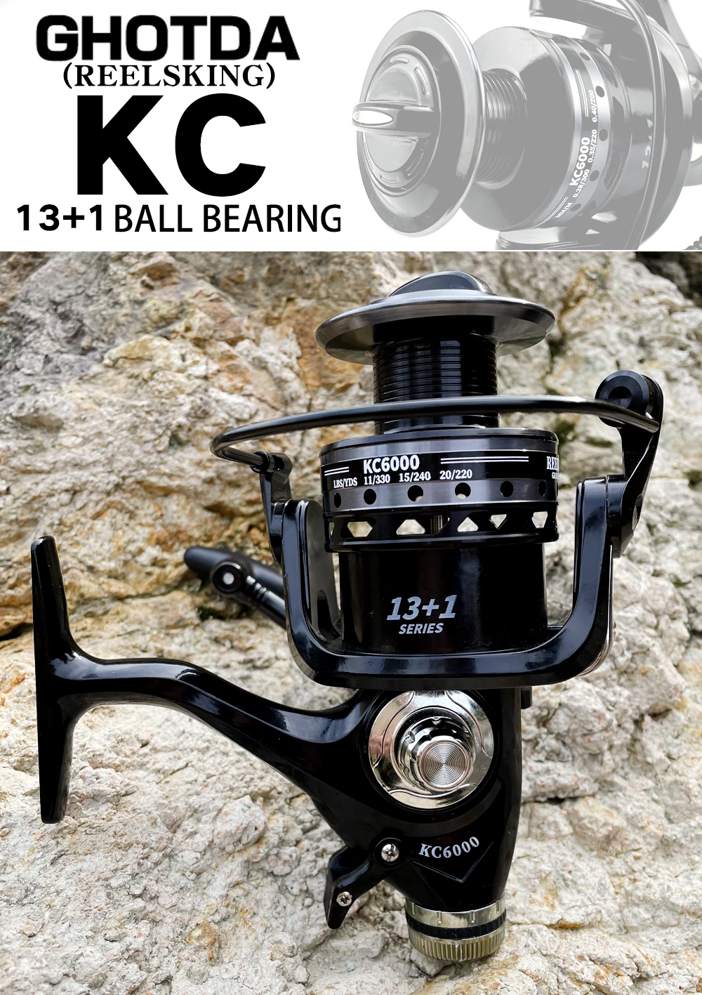 3000- 6000 Metal Spool Spinning Fishing Reel Saltewater Carp Fishing Reel Front and Rear Brake Speed Ratio 5.2:1