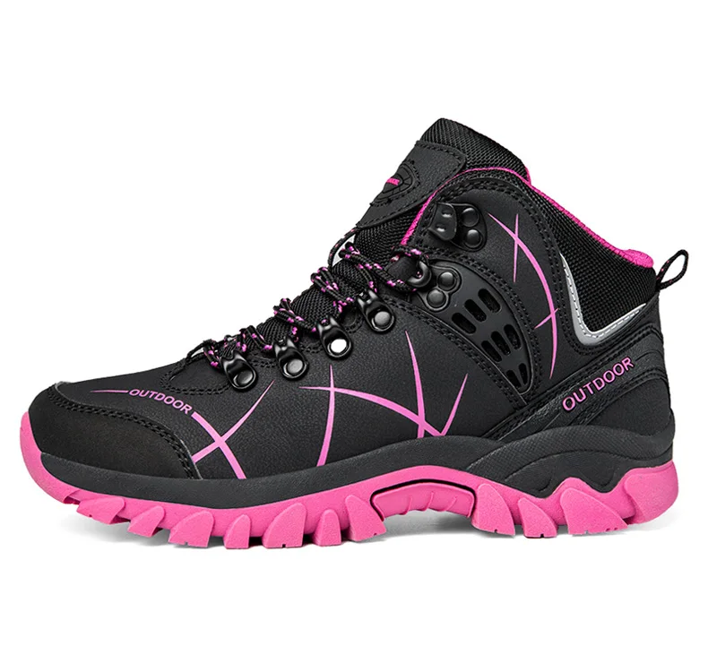 Winter Women Hiking Boots Non-Slip Outdoor Trekking Shoes Plush Warm Ankle Boots For Mountain Camping Backpacking