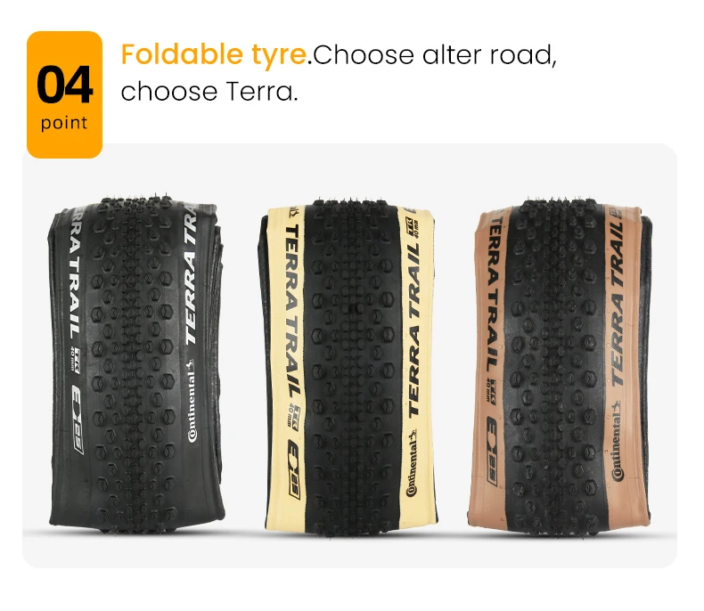 Continental Terra Trail 700x40C 45 50C Tubeless Ready Road Bicycle Tire Black/Cream/Brown 3/180 TPI Folding Tyre Nobox Pure Grip