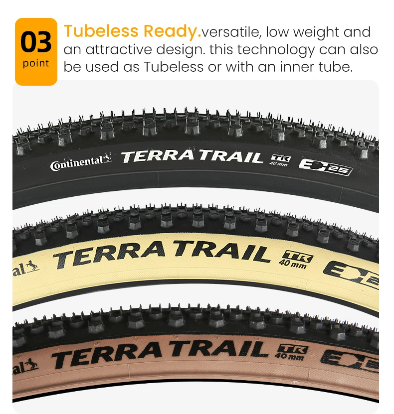 Continental Terra Trail 700x40C 45 50C Tubeless Ready Road Bicycle Tire Black/Cream/Brown 3/180 TPI Folding Tyre Nobox Pure Grip