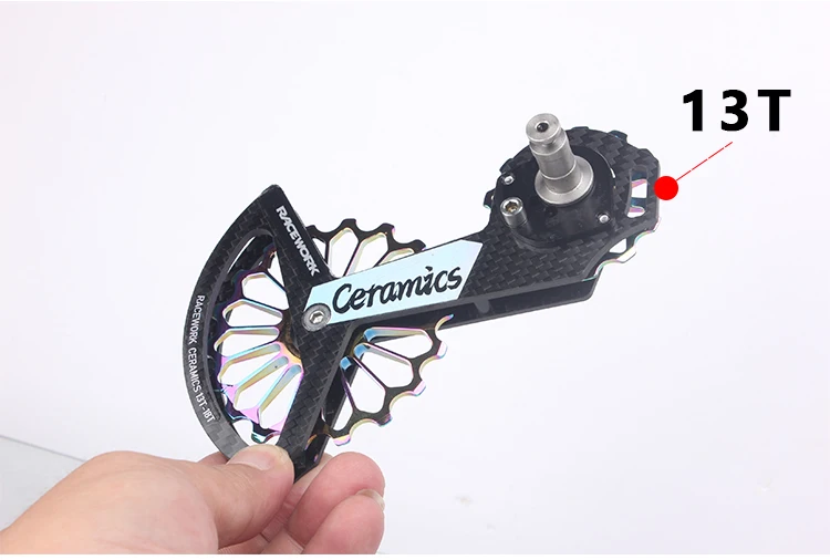 RACEWORK 18T Road Bike Rear Derailleur Carbon Fiber Ceramic Bearing Pulley Guide Wheel Rainbow For SHIMANO R7000 R8000/8050/9100
