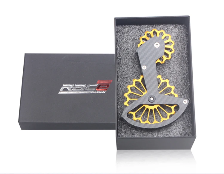 RACEWORK 18T Road Bike Rear Derailleur Carbon Fiber Ceramic Bearing Pulley Guide Wheel Rainbow For SHIMANO R7000 R8000/8050/9100