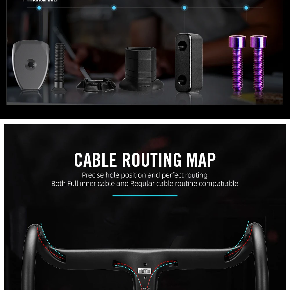 LEXON VERO Full Carbon Road Bike Handlebar Full Inner Cable Urltra-Light Bicycle Racing Handlebars Cycling Product Accessories