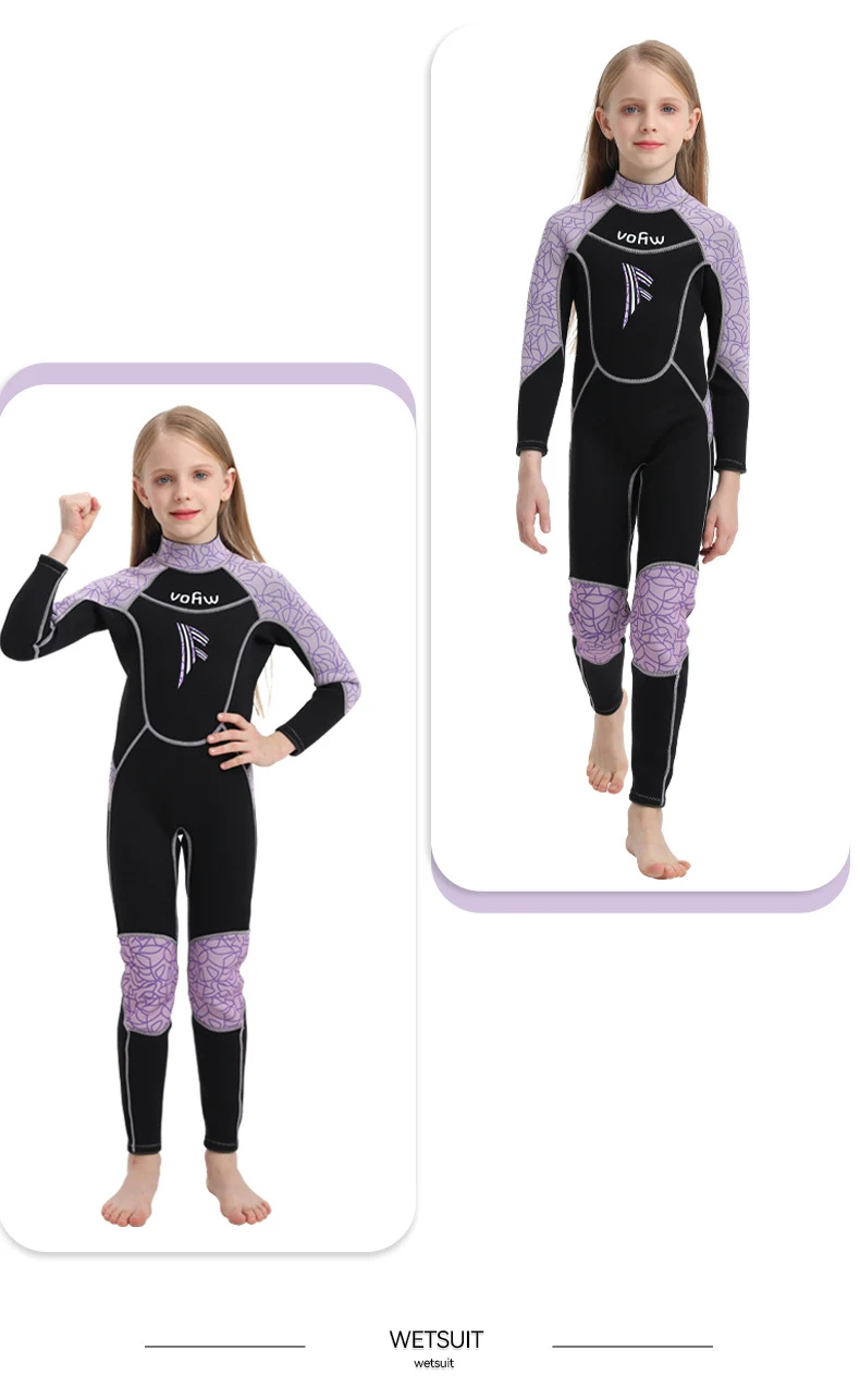 Children's 2mm 3mm Neoprene Wetsuit One-piece Long Sleeve Diving Suit Cold Proof Sunscreen Surfing Swimming Snorkeling Swimsuit