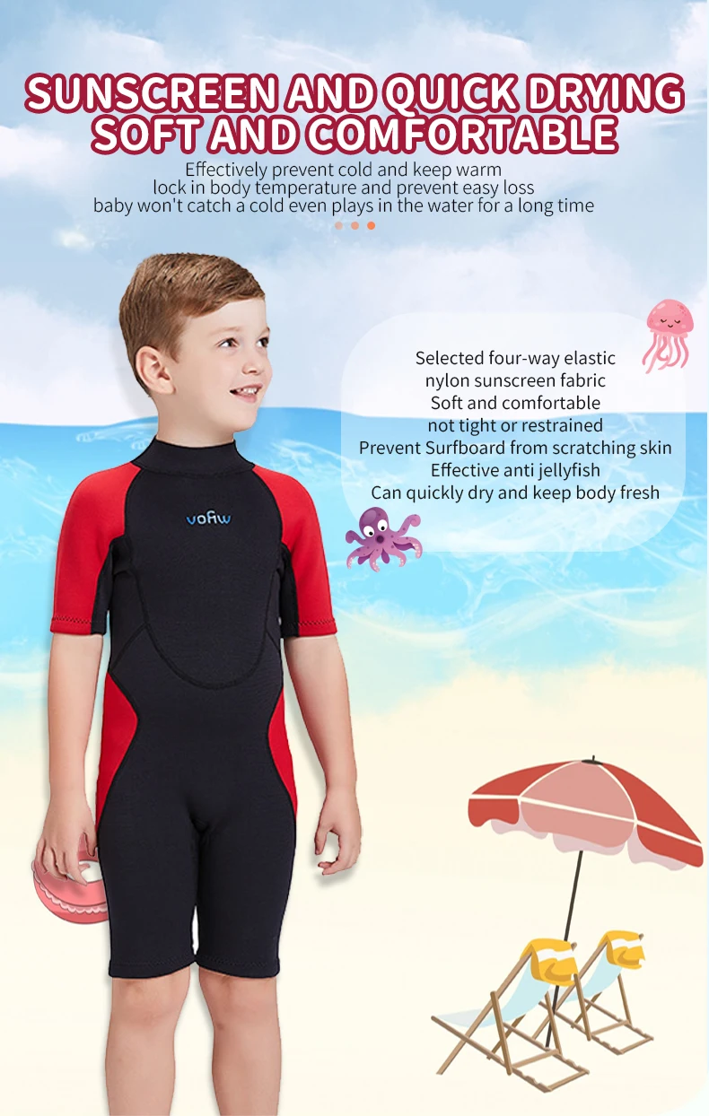 Children's 2mm 3mm Neoprene Wetsuit One-piece Long Sleeve Diving Suit Cold Proof Sunscreen Surfing Swimming Snorkeling Swimsuit