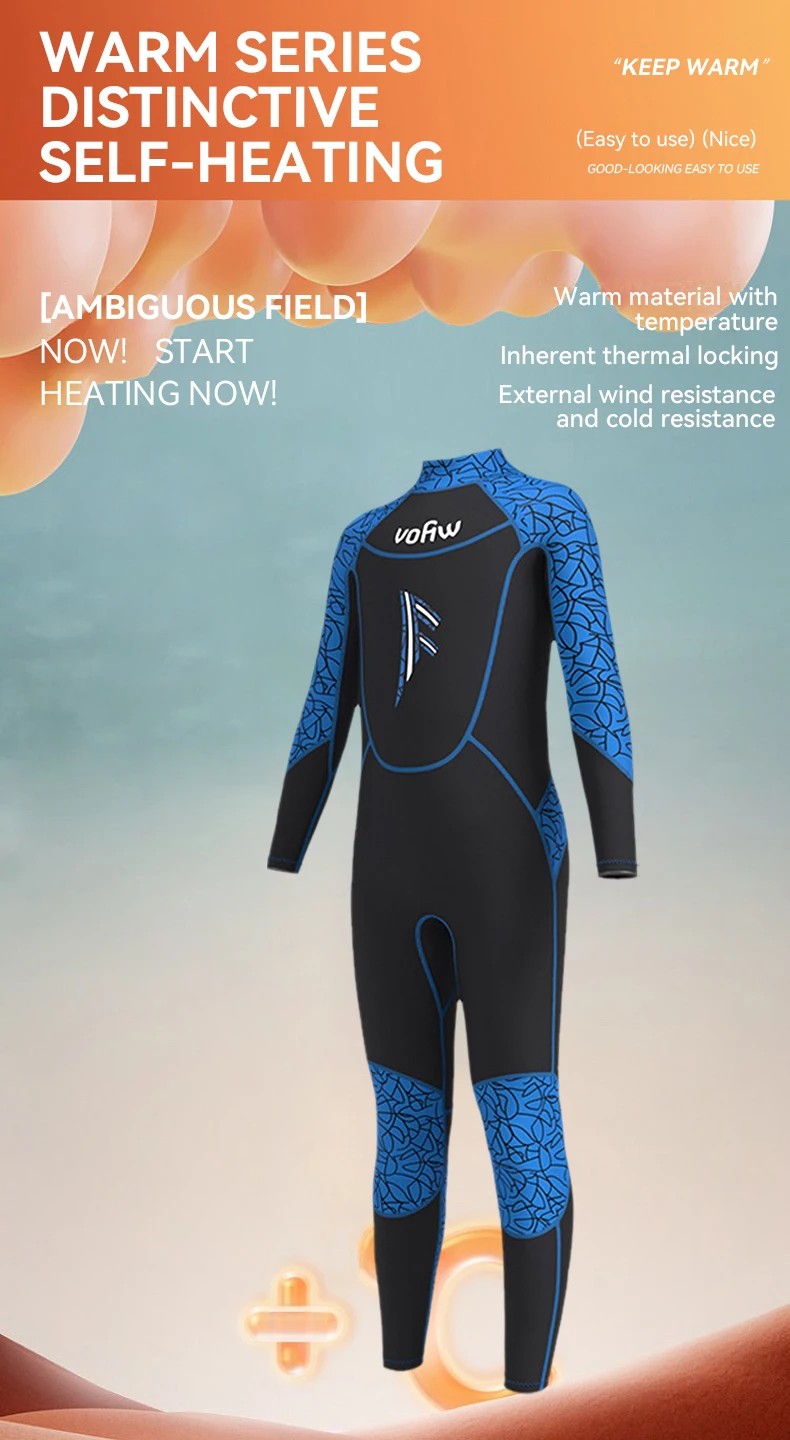 Children's 2mm 3mm Neoprene Wetsuit One-piece Long Sleeve Diving Suit Cold Proof Sunscreen Surfing Swimming Snorkeling Swimsuit