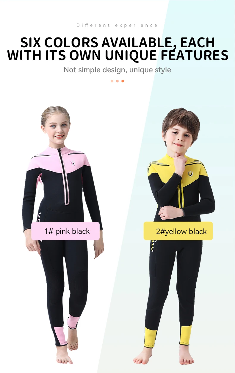 Children's 2mm 3mm Neoprene Wetsuit One-piece Long Sleeve Diving Suit Cold Proof Sunscreen Surfing Swimming Snorkeling Swimsuit