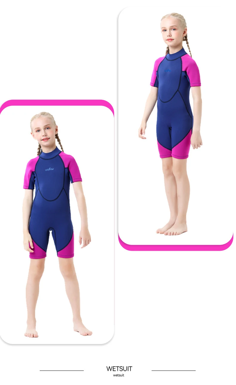 Children's 2mm 3mm Neoprene Wetsuit One-piece Long Sleeve Diving Suit Cold Proof Sunscreen Surfing Swimming Snorkeling Swimsuit